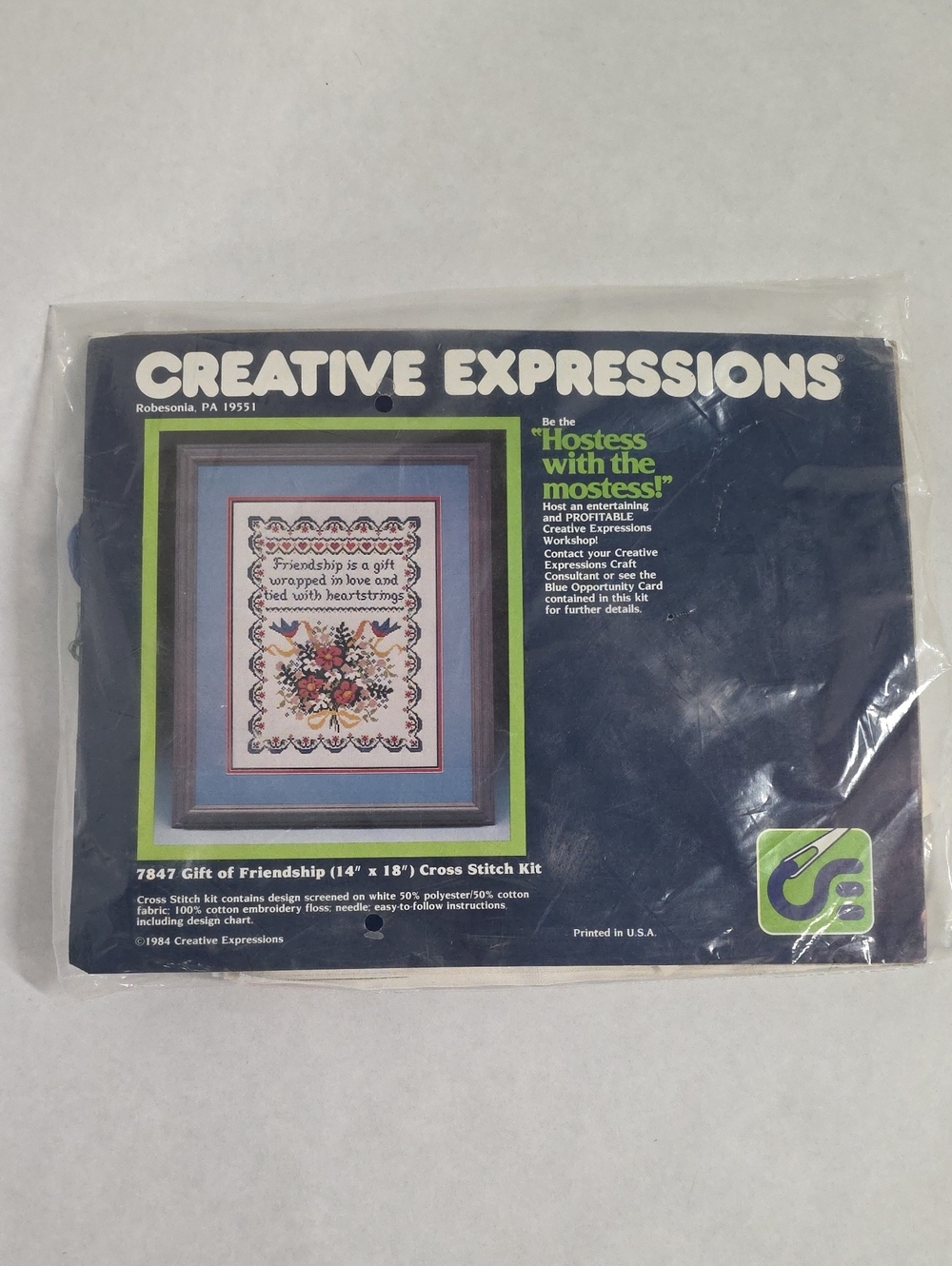 NOS Vtg Creative Expressions 14"X18" Gift Of Friendship Cross Stitch Kit - 1984